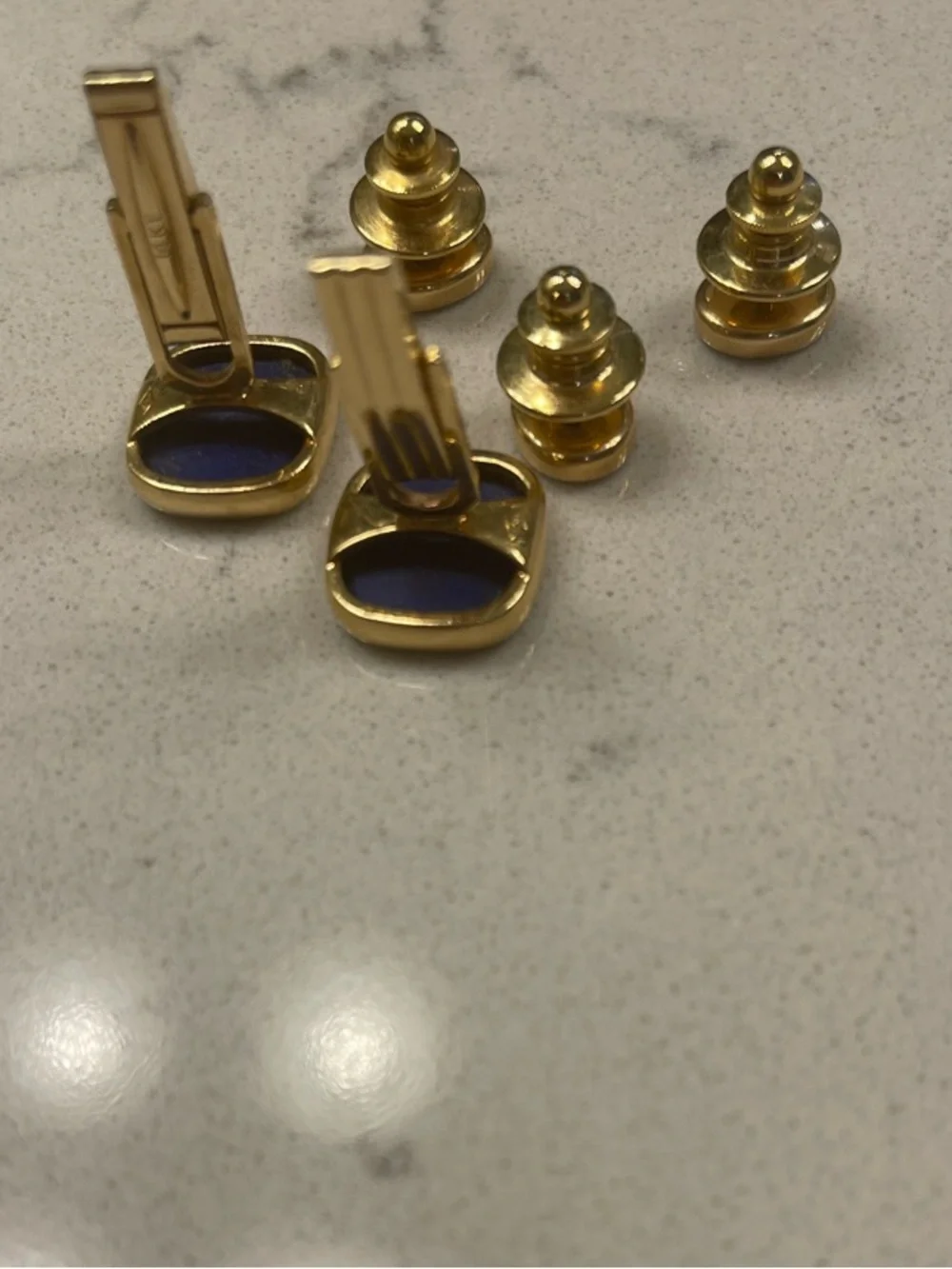 Roffe-Simons Lapis Shirt Studs and Cufflinks Set